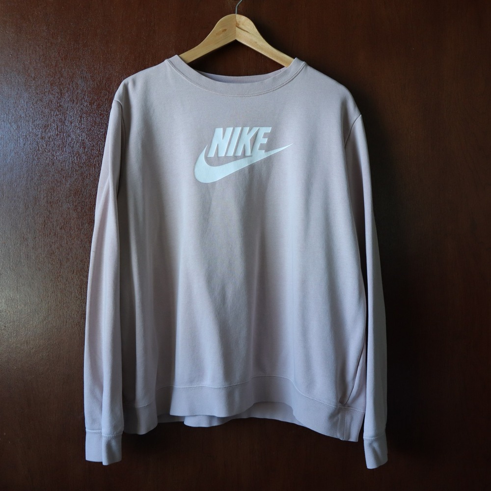 Nike Sportswear Crewneck Sweatshirt Womens XL Pink Logo Pullover French Terry